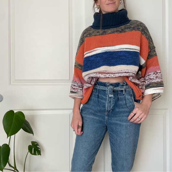 Urban Outfitters Striped Sweater Shirt Wide Sleeves Chunky Knit Long Sleeve - Picture 8 of 16